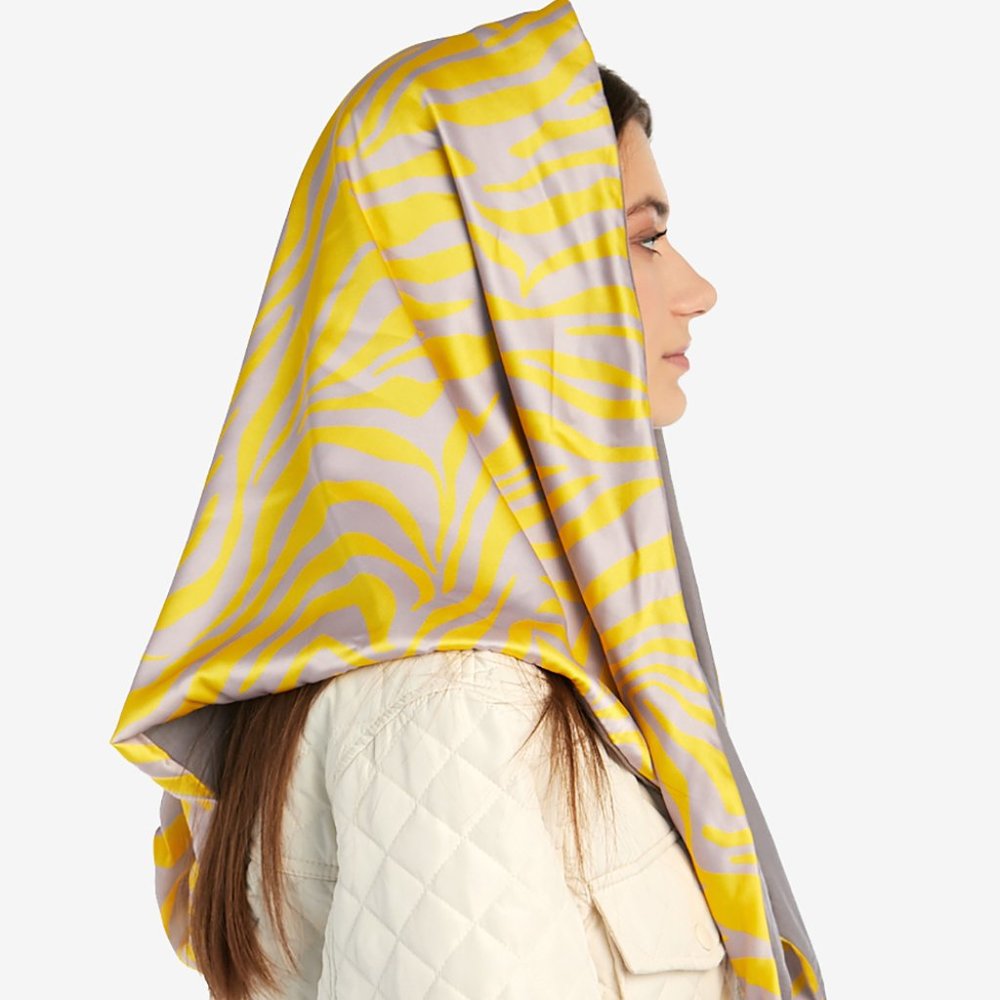 UNU Silk like Triangle Scarf Yellow Shawl NWT